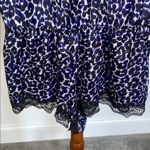 Victoria’s Secret lingerie Blue animal print leopard satin romper stretch - Picture 9 of 11